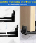 RV Sliding Door Guide Kit, Barn Door Floor Guide And Adjustable Wall Mount Sliding Door Guide With Screws, Black 2-Pack shown.