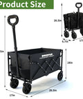 Heavy Duty Foldable Wagon Cart With All Terrain Wheels Telescoping Handle And Cup Holders 220 Lb Capacity Collapsible Utility Wagon