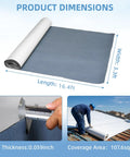 Bulletproof Self Adhesive Rubber Roofing Membrane Roll 39 By 16 Point 4 Feet on a flat surface showing dimensions and thickness.