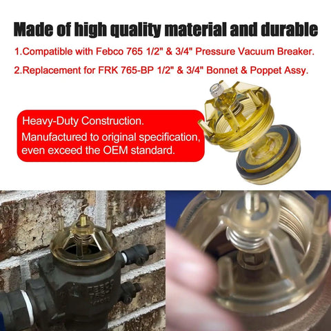 Heavy Duty One Inch And One Quarter Inch Backflow Preventer Repair Kit For 765-1 Bonnet And Poppet 905-212 Seals OEM-Grade installed