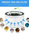 Diagram of 2 Pack Replacement Filter For Fillo Halo Allo Purifier 3 In 1 Filtration System showing HEPA filter and air purification benefits