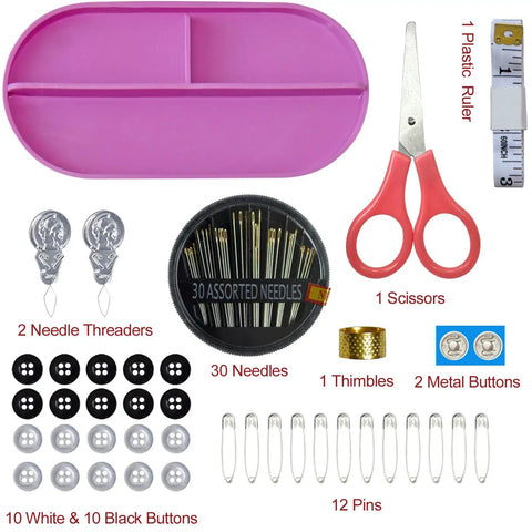 Purple 40 Spools Sewing Thread Gift Box Kit For Portable Basic Repairs Handy Hand Sewing Set With All Essentials For Crafting Mending