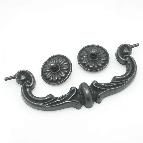 Vintage Drop Bail Drawer Pulls 6 Inch Cabinet Handles Rustic Antique Black Zinc Alloy