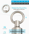 Saltwater Ball Bearing Swivel Set for Big Game Fishing Heavy Duty Snap Swivels 50 Piece Tackle Spinner Connectors in 5 Sizes, welded round ring
