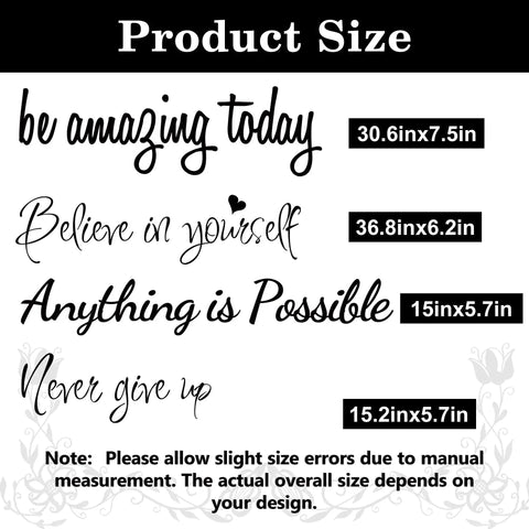 Removable Peel And Stick Inspirational Quote Wall Decals Set With Four Motivational Phrases Be Amazing Today Believe In Yourself
