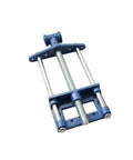 Heavy Duty Front Screw Woodworking Bench Vise With 10.5 Inch Jaw And Tough As Nails Steel Build For Garages And Workbenches, angled view showing blue finish.