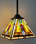Dope Mini Tiffany Style Pendant Light Fixture With Vintage Firecracker Stained Glass for kitchen island, dining room, or hallway