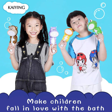 Kids holding Kids Handheld Shower Head With Cartoon Monkey Design Hose Diverter and Easy Water Flow Spray for Bath Time Fun