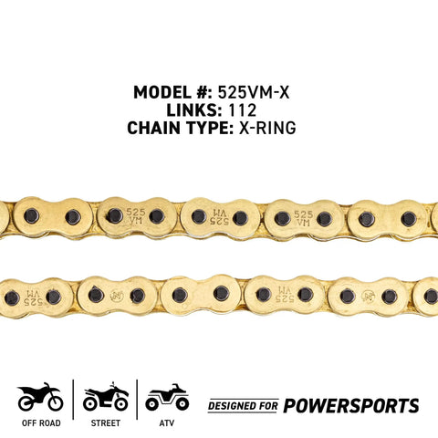 Honda CBR600RR Drive Sprocket And Chain Combo 16 Tooth Front 43 Tooth Rear 525VMX X Ring Chain 112 Links Set For Upgraded Street Ready