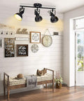 Flexible Ceiling Track Lighting Kit 4-Light Black Track Fixture With Adjustable Swing Arms in modern living room.