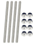Beefy 4 Pack Fully Threaded Rods M8 x 200mm 304 Stainless Steel Right Hand Thread Bar Studs With Nuts For Pipes, Clamps, Hangers, And U Bolts