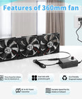 Heavy Airflow 3x120mm 14 Inch Computer Fan With AC Plug 110V To 240V Variable Speed Cooling Kit shown with power plug