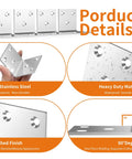 20 Pcs Stainless Steel L Brackets 2x2x2 Inch Heavy Duty Corner Braces with product details showing durability and finish.