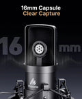 Close-up of USB Condenser Microphone With Studio Headphones Set for Podcasting and Streaming, Cardioid Vocal Mic