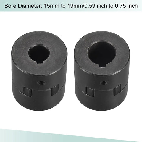 Flexible Coupling Shaft 15mm to 19mm Bore 53mm by 44.5mm Motor Coupler Joint for servo and stepper motors, front view