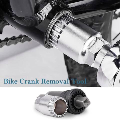 Bike Crank Removal Tool and Crank Puller for 20 Spline and Square Taper Cranks Universal Bottom Bracket Extractor in use