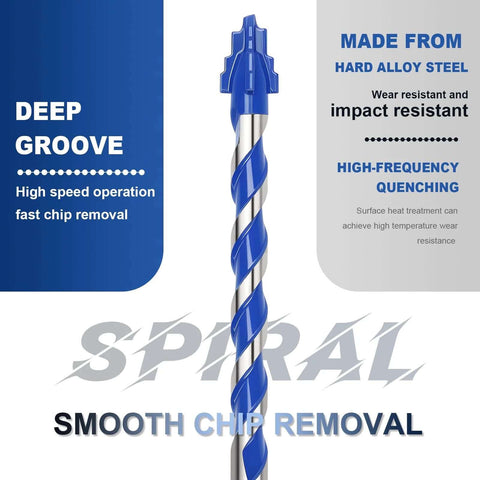 Blue-coated 1/8-in masonry tile drill bit with hex shank and spiral flute, 3.15 in length