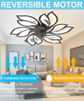 25.6 Inch Bladeless Ceiling Fan With Remote And Light, flush mount in living room, reversible motor, white.