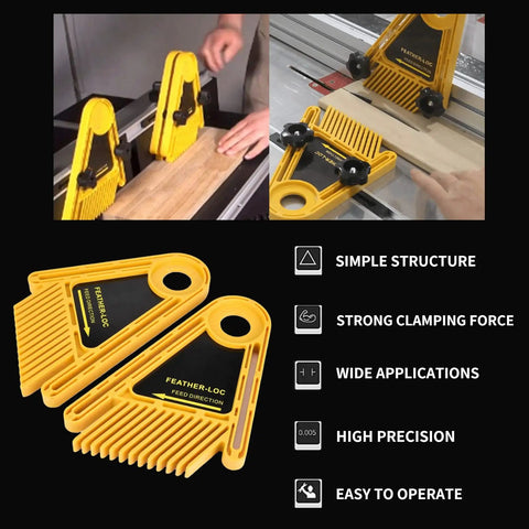 Heavy Duty Table Saw Featherboard Keeps Boards Locked Tight Without The Sweat Features A Smart Plastic Frame And Dual Slide Block Design for accurate cuts.