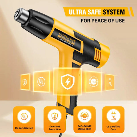 Mini Heat Gun Dual Temperature 600W With 572F And 932F Settings, 4.9 Foot Power Cord, Overheat Protection, PA6+30%GF material