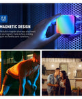 Person attaching Magnetic RGB Camera Light For Video And Photography, 61 LED Full Color, Pro Grade 360 Degree Beam to a metal surface