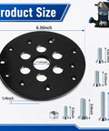 Rock Solid Universal Router Plate featuring a precise 1-1/4 inch center opening, black plastic, 6.36 inch diameter for woodworking.