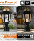 Solar Post Light Outdoor Garden Lamp With Pier Mount Base, Waterproof LED Fence Post Light in day and night use