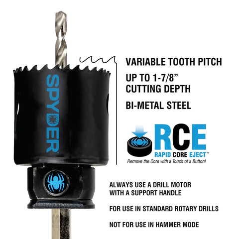 11-Piece Bi-Metal Hole Saw Kit With 7 Hole Saws From 3/4 To 2-1/2 In, Hex8 And Hex10 HSS Pilot Bits shown with variable tooth pitch.