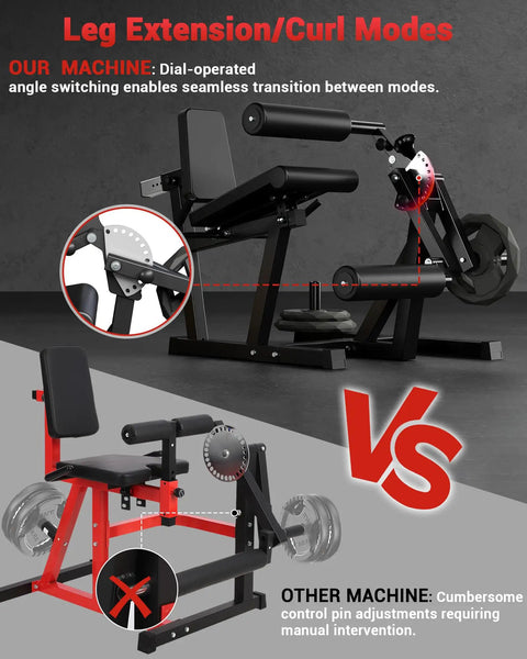 4-In-1 Leg Press, Extension And Curl Machine For Home Gym With dial-operated adjustment vs manual control comparison