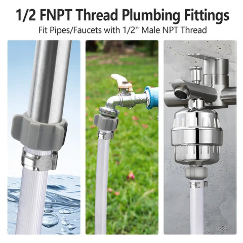4 Piece PEX Fittings Kit With Half Inch Swivel Adapters For Drinking Water, Lead Free DZR Brass, Copper Crimp Rings And Stainless Clamps For RV, Under Sink And Home Plumbing Repairs, 1/2 FNPT
