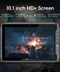 Heavy Duty 10.1 Inch Windows 11 Pro Rugged Tablet With 8GB Ram And 128GB Storage, Military Grade IP65 Waterproof Build, Intel Celeron N5100 Chipset, 4G LTE Field Workhorse, Built To Eat Dirt And Keep Running, Pure Badass Job Site Companion showcasing a 10.1 inch HD+ screen with 1000 nits brightness.