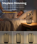 Cordless Waterproof Table Lamps Set of 2 Black Outdoor Go-To Rechargeable Desk Lamps With 4000mAh Battery 2700K Warm LED