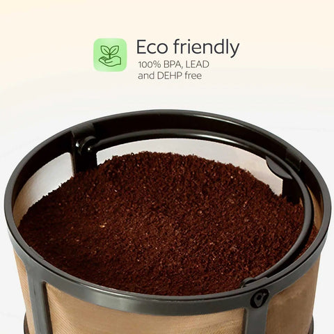Reusable Carafe Basket Coffee Filter For K-Duo Brewers Hot And Iced Gen 2 filled with coffee grounds, eco-friendly material