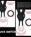 11 Piece Snap Ring Pliers Set Tough As Nails Heavy Duty Straight And Bent Retaining Ring Pliers With Hook And Pick Internal And External Circlip Removal Tools For Cars Trucks Motorcycles Lawn Mower And Farm Equipment Built With Heat Treated 45 Steel showing reversible joints for internal and external retaining rings.