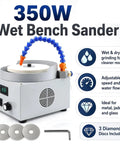 350W Electric Wet Dry Bench Grinder With Adjustable Speed Control, ideal for knife sharpening and metal polishing, with 3 diamond discs.