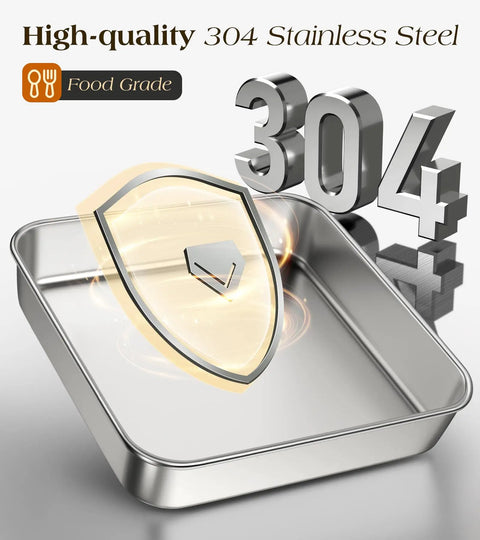 8x8 Inch 304 Stainless Steel Baking Pan With Lid, Heavy Duty Non-Toxic Square Cake Pan for cakes, brownies, and casseroles, thick commercial grade