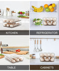 Auto Rolling Egg Holder For Fridge With Lid Large Capacity Clear Plastic Egg Dispenser Tray And Bin in kitchen and fridge