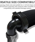 Two Pack RV Swivel Drain Hose Connector 90 Degree For Easy Gray Water Dumping Fits 1-1/2 Inch By 3/4 Inch Hoses Black Camper Sewer Adapter black 90° elbow on drain hose