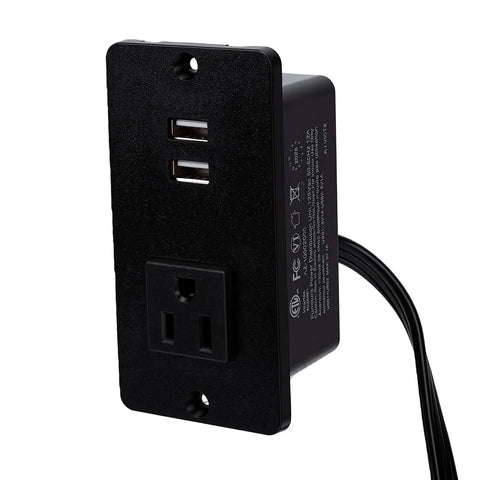 Absolute Game Changer Flush Mount Power Outlet With Dual Usb Charging And A Rock Solid Fireproof Shell Designed For Everyday Home Upgrades That Just Hits Different, featuring two USB ports and a standard AC outlet.