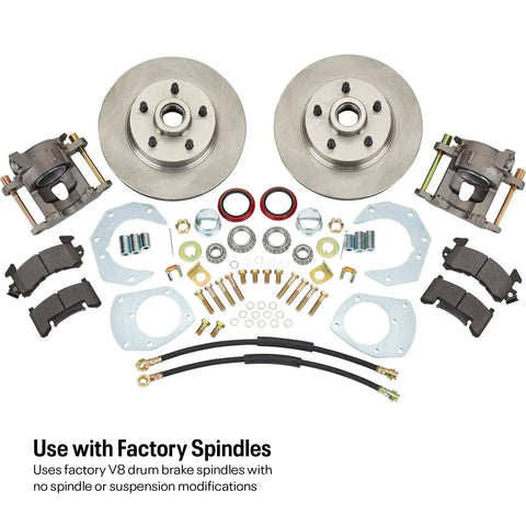Ford Mustang 1964 1969 Economy Disc Brake Conversion Kit With 11 Inch Rotors Loaded Calipers For V8 Drum Spindles Includes Hardware