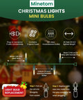 Diagram showing Clear Christmas String Lights 100 Count On Green Wire 20 Feet Incandescent Mini Bulbs specifications and setup
