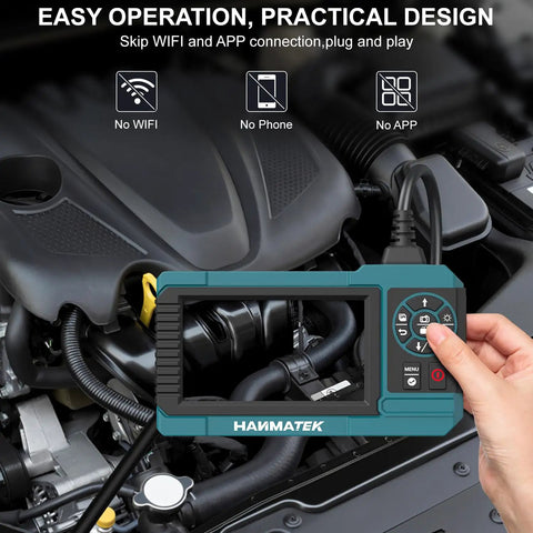 1080P Industrial Endoscope With 4.3 Inch TFT Screen 16.5ft Flexible Cable 8mm Camera Adjustable LED Lights 1 Million Pixels Photo Video Recording USB C Charging Ideal For Tight Space Inspections And Pro Grade Diagnostics in an engine bay