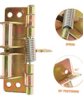 Heavy duty cabinet hinges with spring mechanism for smooth 90-degree positioning, ideal for kitchen and furniture applications.