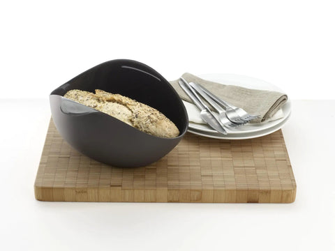 Brown Bread Making Kit For Home Bakers No Fuss Kneading With Built In Steam Circulation Bake In The Same Bowl Or Shape Fresh Baguettes Mess Free Prep Crust Like A Boss Beginner Friendly Kitchen Set with bread on cutting board.