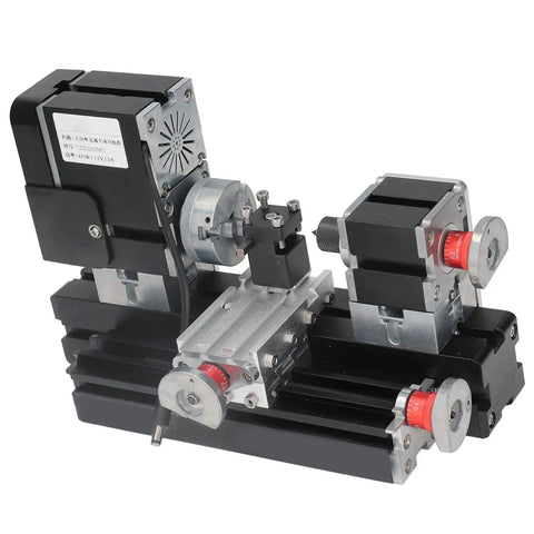 BTSEURY 12VDC Micro Lathe Machine with 60W motor, designed for precision wood and soft metal turning.