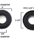 Universal Rubber Grommet Set, Two Inch Outside Diameter, Seven Eighths Inch Inside Diameter, Fits One And One Half Inch Openings