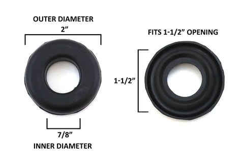 Universal Rubber Grommet Set, Two Inch Outside Diameter, Seven Eighths Inch Inside Diameter, Fits One And One Half Inch Openings