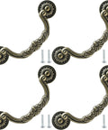 4 Pack Vintage Drop Bail Drawer Pulls Antique Bronze Cabinet Handles With 5 Inch Hole Spacing and 6.4 Inch Total Length