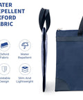 Go Anywhere Heavy Duty Large Zipper Pouch With Handle Fits A4 Paper And 16 Inch Laptop, Waterproof Oxford File Bag, Spacious Organizer For Office Travel And Daily Grind In Blue, showcasing water repellent fabric.