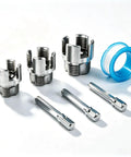 Ultimate 3 Piece Pipe Threading Wrench Set For 1/2 In 3/4 In And 1 Inch Pvc Pipes Heavy Duty Alloy Steel set with internal external threader tools.